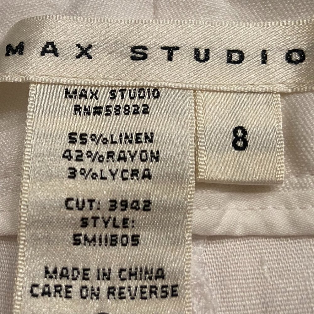Max Studio White Wide Leg Cropped Linen Blend trousers - Sz: 8 - Picture 5 of 6